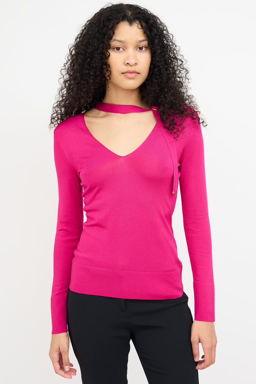 Tom Ford Pink Buckled Strap V-Strap Top