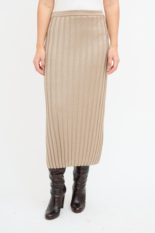 Toteme Beige Ribbed Knit Maxi Skirt