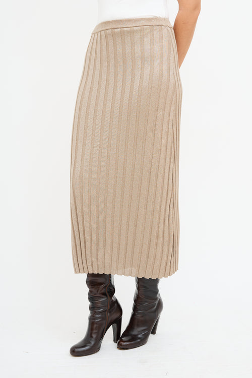 Toteme Beige Ribbed Knit Maxi Skirt