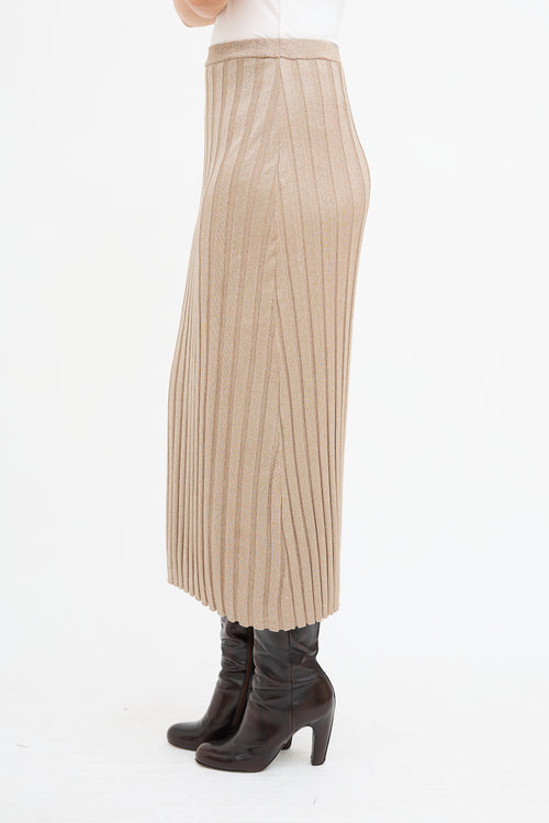 Toteme Beige Ribbed Knit Maxi Skirt