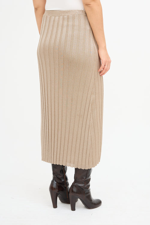 Toteme Beige Ribbed Knit Maxi Skirt