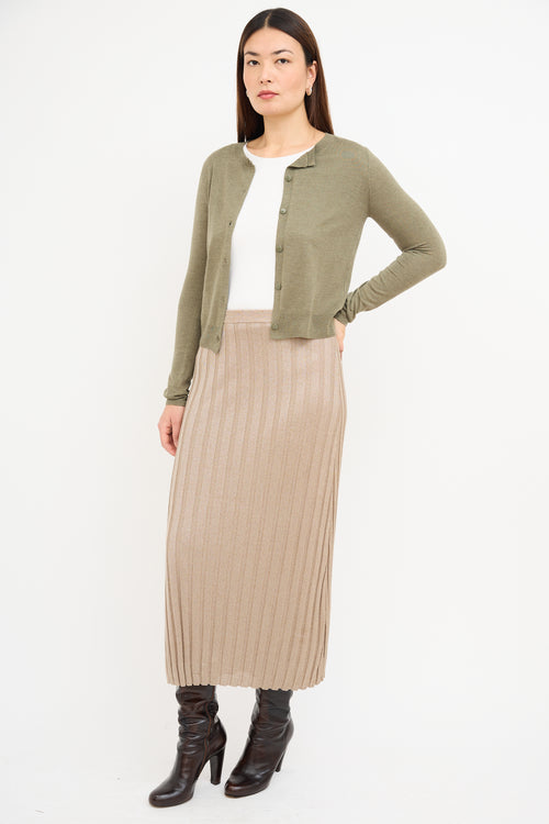 Toteme Beige Ribbed Knit Maxi Skirt