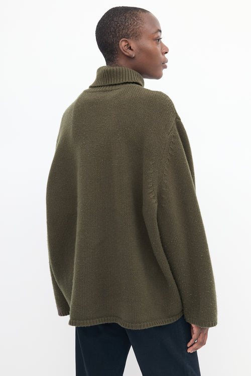 Toteme Green Wool & Cashmere Turtleneck Sweater