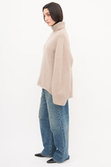 Toteme Beige Wool & Cashmere Turtleneck Sweater