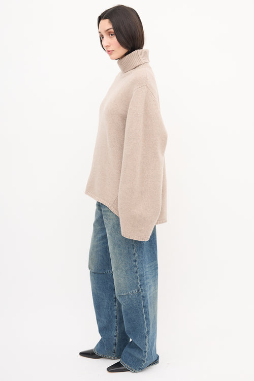 Toteme Beige Wool & Cashmere Turtleneck Sweater