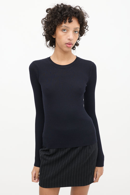 TWP Navy Wool Ribbed Top