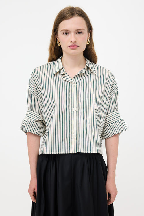 TWP Pinstripe Cropped Shirt
