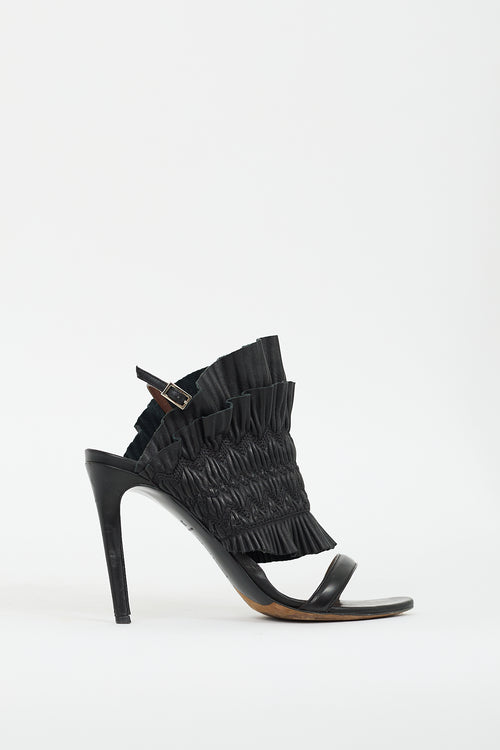 Tabitha Simmons Black Leather Pleated Heel