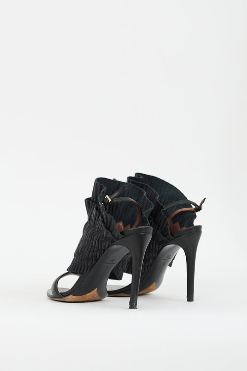 Tabitha Simmons Black Leather Pleated Heel