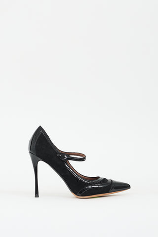 Tabitha Simmons Black Suede & Leather Mary Jane Pump