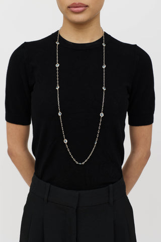 Tacori Sterling Silver 18K Station Topaz Necklace