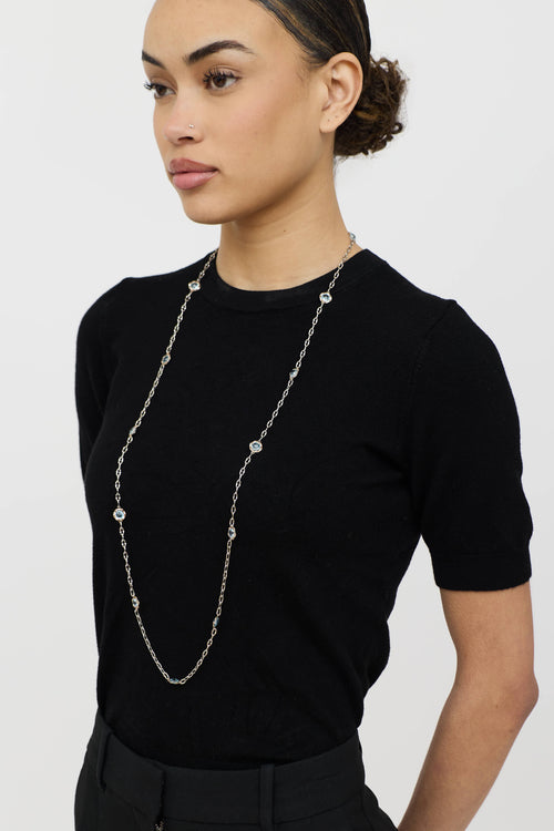 Tacori Sterling Silver 18K Station Topaz Necklace