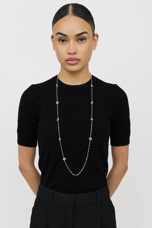 Tacori Sterling Silver 18K Station Topaz Necklace