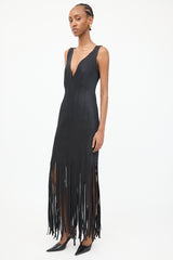 VSP Archive Black Ribbed & Fringed Fitted Dress