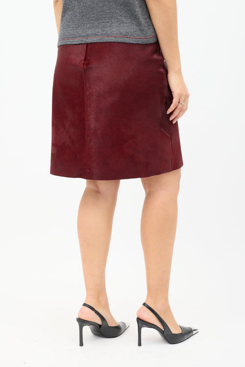 Tahari Red Textured Hair Skirt