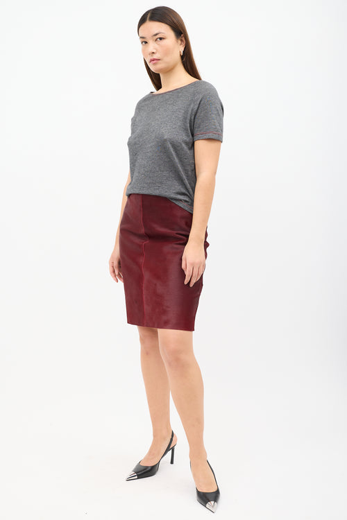 Tahari Red Textured Hair Skirt