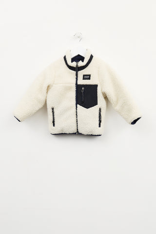 Taion Kids White Faux Sherpa & Navy Puffer Reversible Coat