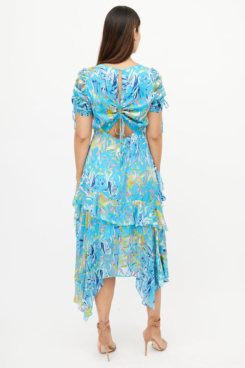 Tanya Taylor Blue & Multicolour Silk Dress