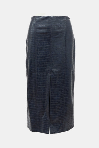Tanya Taylor Embossed Faux Leather Skirt
