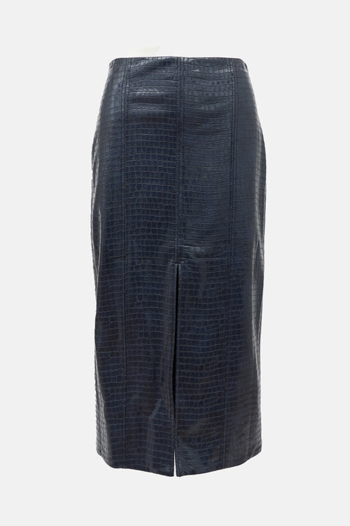 Tanya Taylor Embossed Faux Leather Skirt