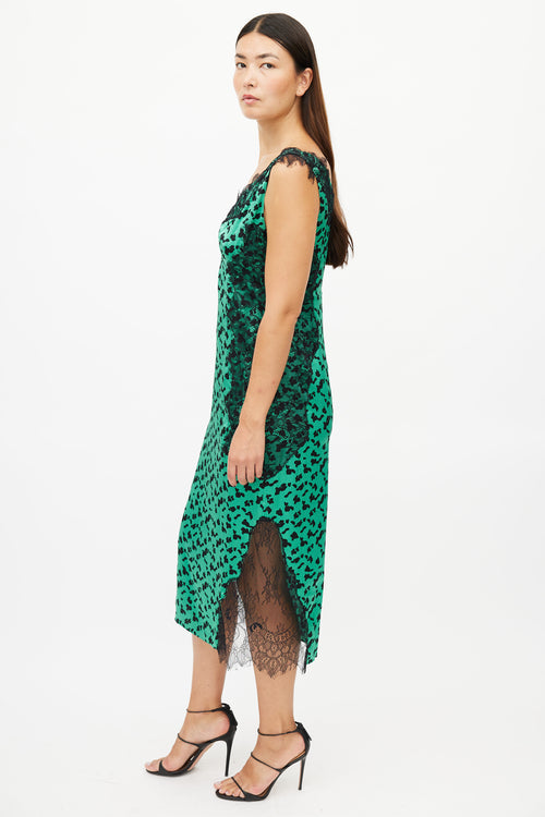 Tanya Taylor Green & Black Print Dress