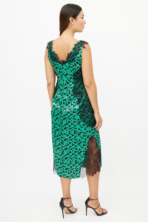 Tanya Taylor Green & Black Print Dress