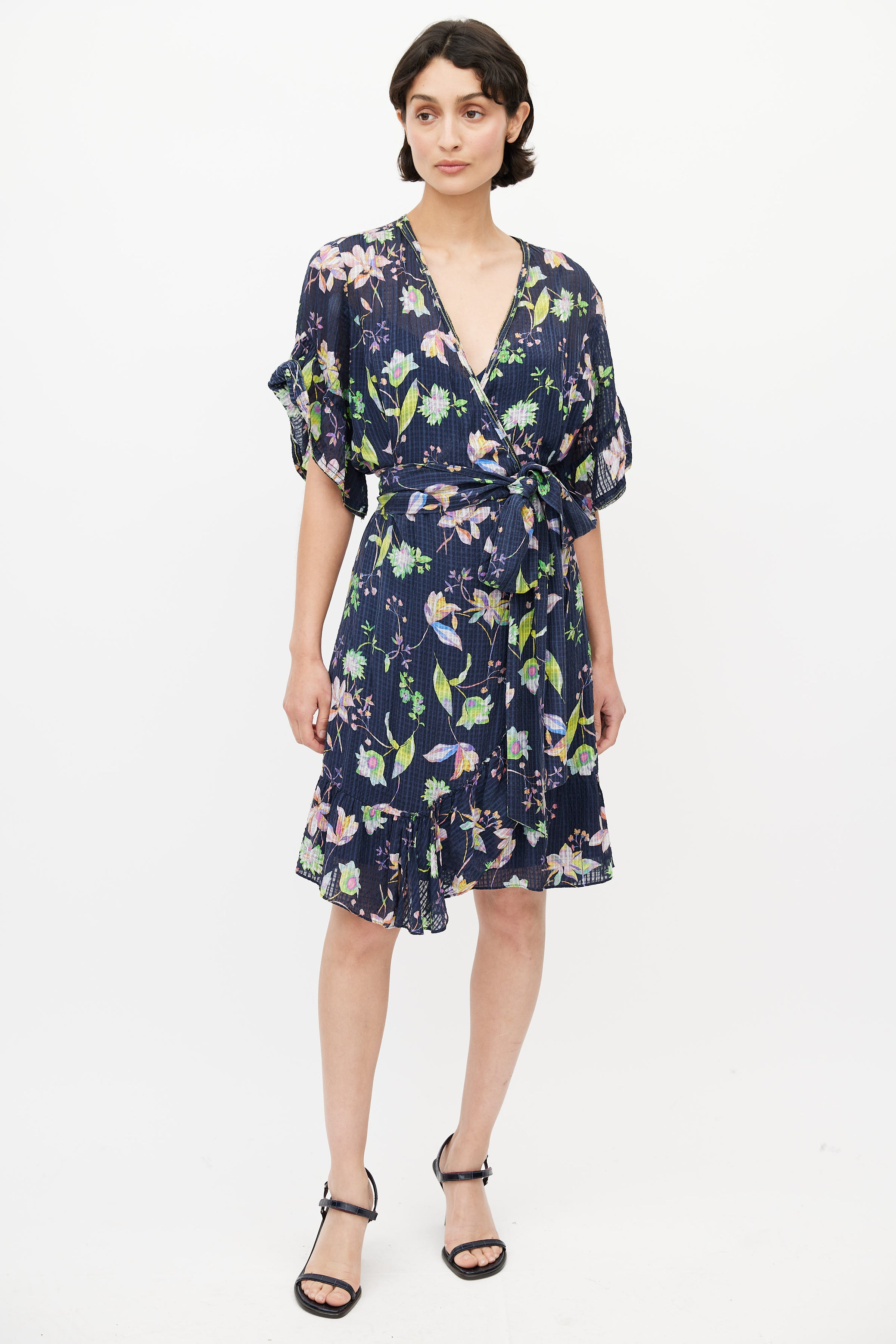 Tanya Taylor // Navy & Multicolour Silk Floral Wrap Dress – VSP Consignment Tanya Taylor // Navy & Multicolour Silk Floral Wrap Dress – VSP Consignment