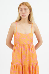 Tanya Taylor Orange & Pink Floral Dani Dress
