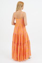 Tanya Taylor Orange & Pink Floral Dani Dress