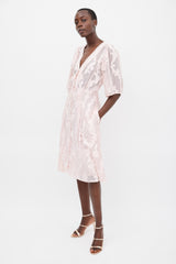 Tanya Taylor Pink Floral Jacquard Ariela Midi Dress
