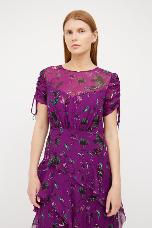 Purple Floral Silk Maxi Dress Tanya Taylor