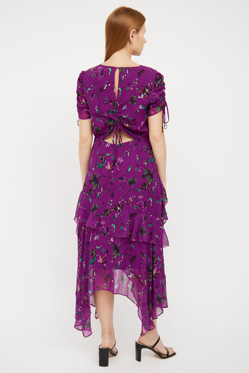 Purple Floral Silk Maxi Dress Tanya Taylor