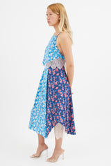 Tanya Taylor Blue & Multi Silk Floral Dress