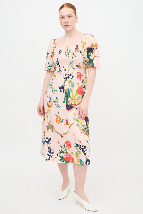 Tanya Taylor Lucinda Printed Off Shoulder Dress