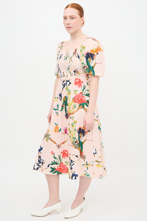 Tanya Taylor Lucinda Printed Off Shoulder Dress