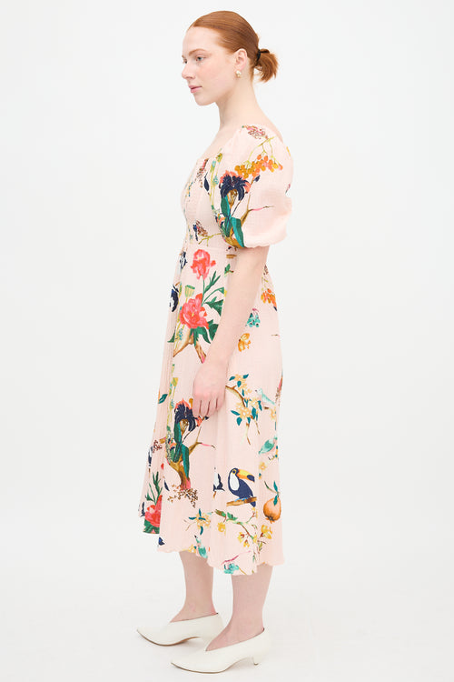 Tanya Taylor Lucinda Printed Off Shoulder Dress