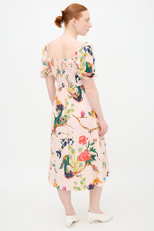 Tanya Taylor Lucinda Printed Off Shoulder Dress