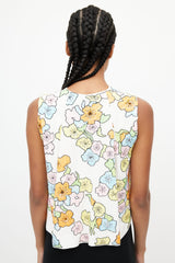 Tanya Taylor White & Multicolour Floral Sequin Top