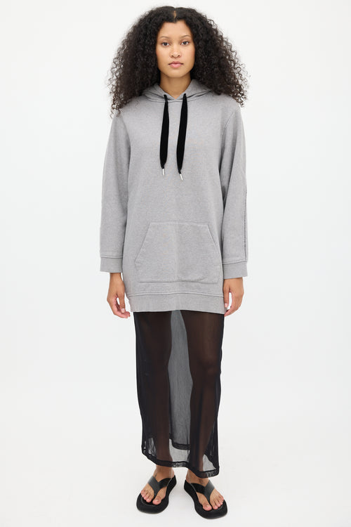 T by Alexander Wang Grey & Black Fleece Lined Hoodie