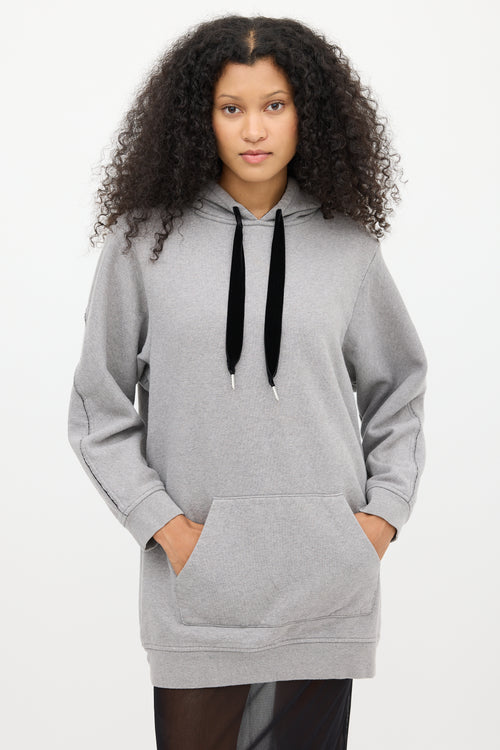 T by Alexander Wang Grey & Black Fleece Lined Hoodie