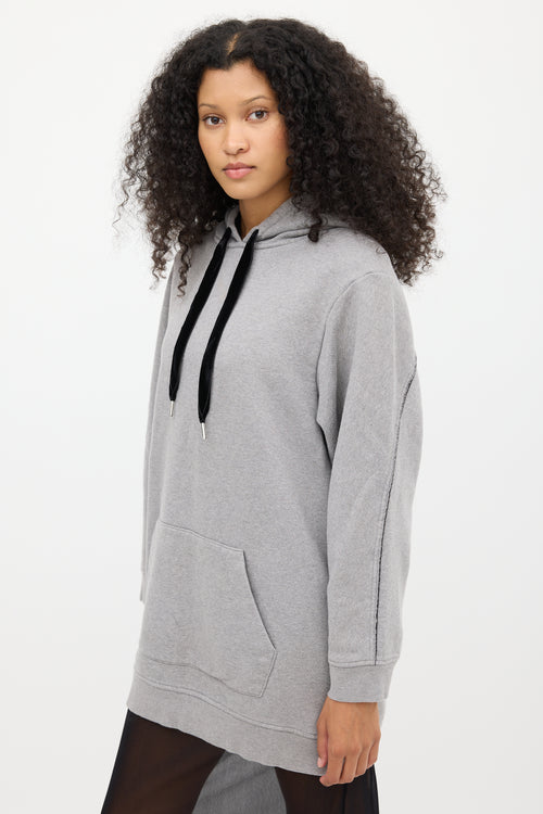 T by Alexander Wang Grey & Black Fleece Lined Hoodie