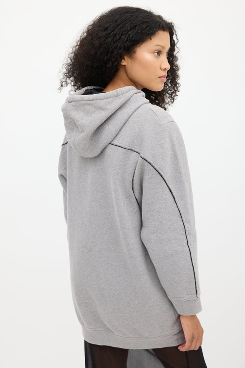 T by Alexander Wang Grey & Black Fleece Lined Hoodie