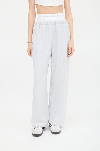 T by Alexander Wang Grey & White Logo Waistband Sweatpant