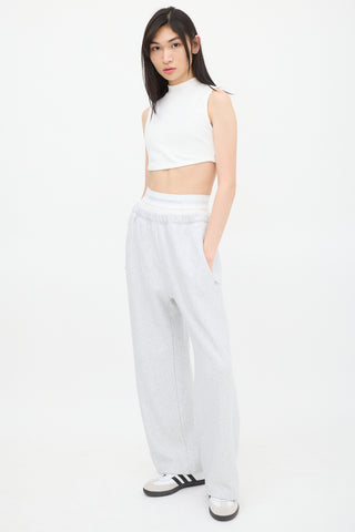 T by Alexander Wang Grey & White Logo Waistband Sweatpant