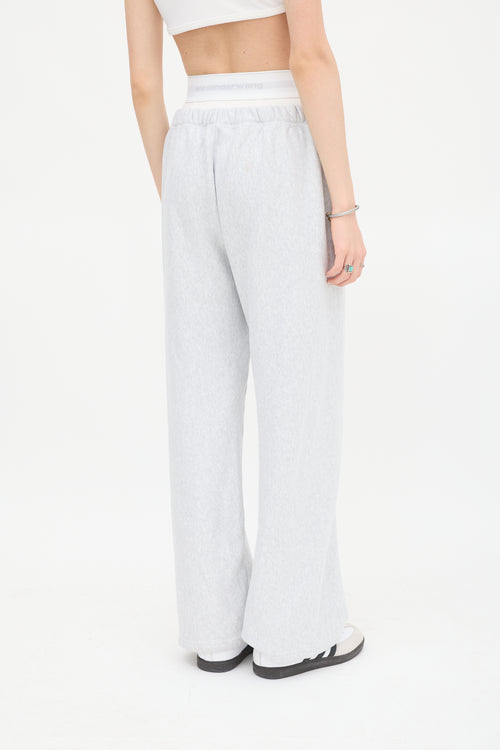 T by Alexander Wang Grey & White Logo Waistband Sweatpant