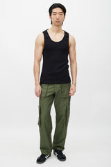 Telfar Black Ribbed Backless Tank