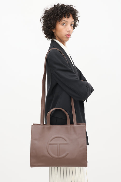 Telfar Brown Medium Shopping Tote Bag