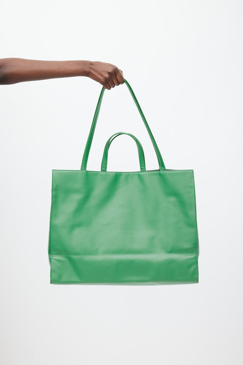 Telfar Green Faux Leather Large Shopping Bag