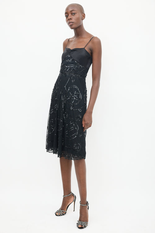 Temperley Black Silk Tulle Sequin Dress