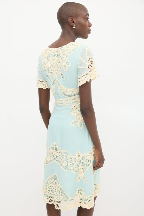 Temperley Blue & Cream Lace Dress